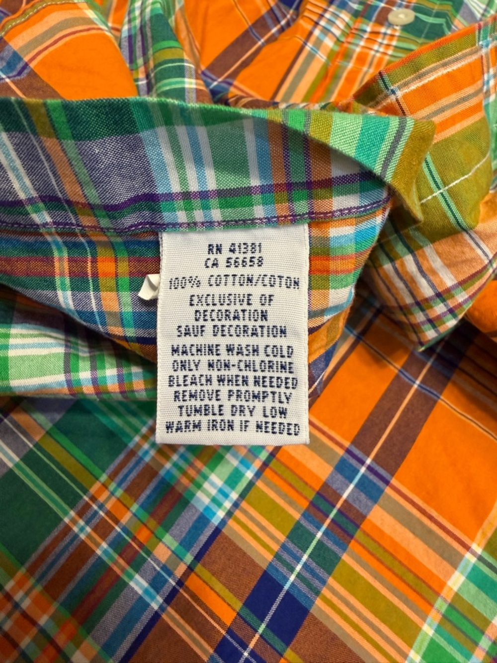 Ralph Lauren Oxford Shirt Mens Large Orange Plaid Long Sleeve Pony Cotton Preppy - Picture 7 of 9